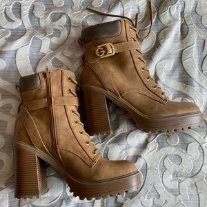 GBG lace-up heeled ankle boots